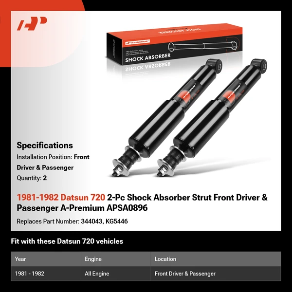 1981-1982 Datsun 720 2-Pc Shock Absorber Strut Front Driver & Passenger A-Premium APSA0896