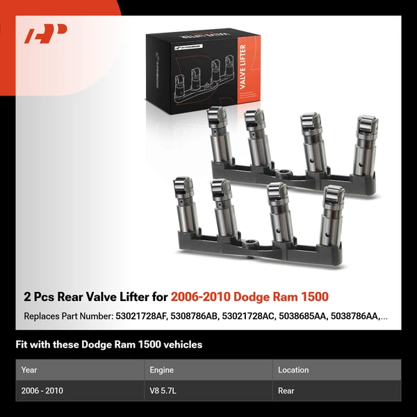 2 Pcs Rear Valve Lifter for 2006-2010 Dodge Ram 1500