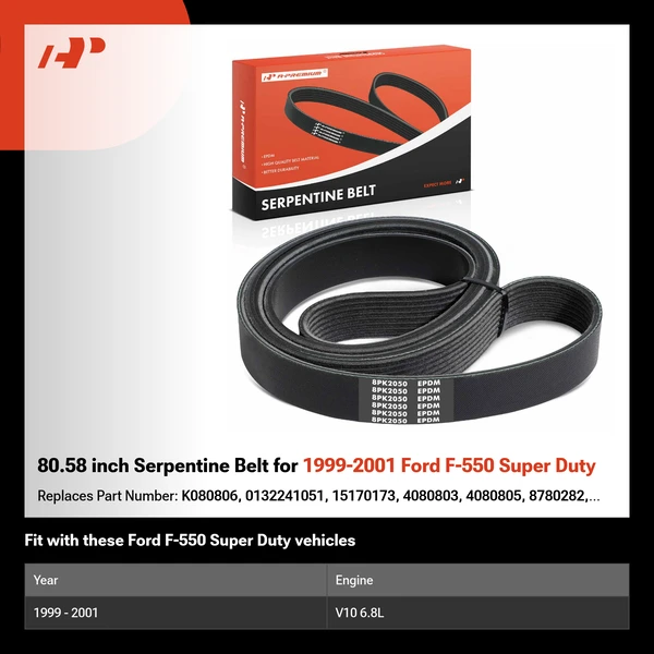 80.58 inch Serpentine Belt for 1999-2001 Ford F-550 Super Duty