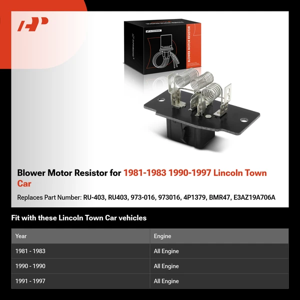 Blower Motor Resistor for 1981-1983 1990-1997 Lincoln Town Car