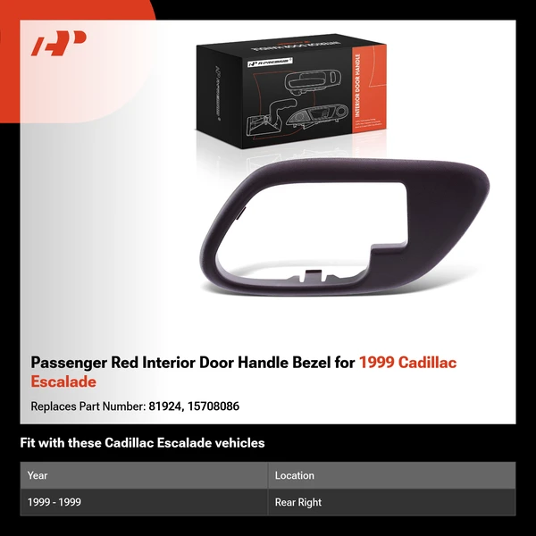 Passenger Red Interior Door Handle Bezel for 1999 Cadillac Escalade