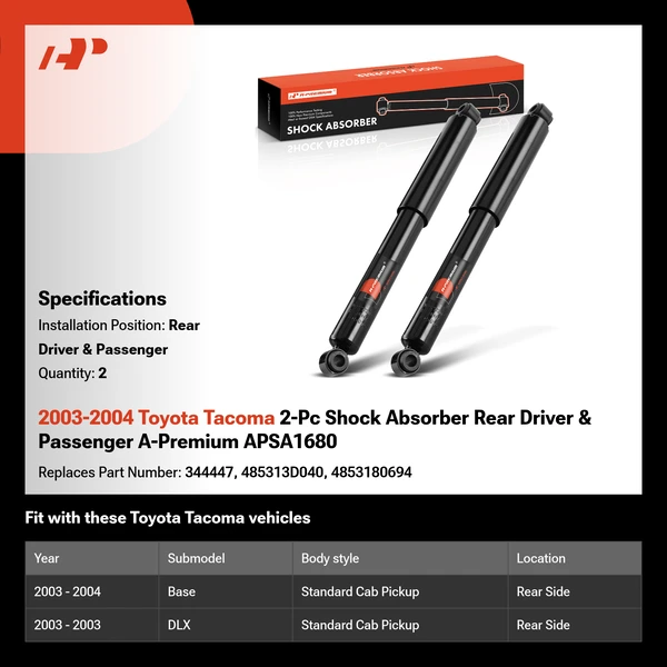 2003-2004 Toyota Tacoma 2-Pc Shock Absorber Rear Driver & Passenger A-Premium APSA1680