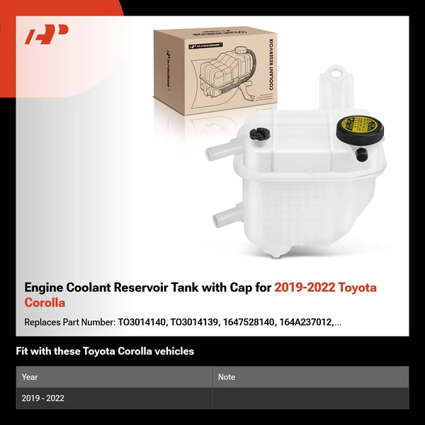 Engine Coolant Reservoir Tank with Cap for 2019-2022 Toyota Corolla