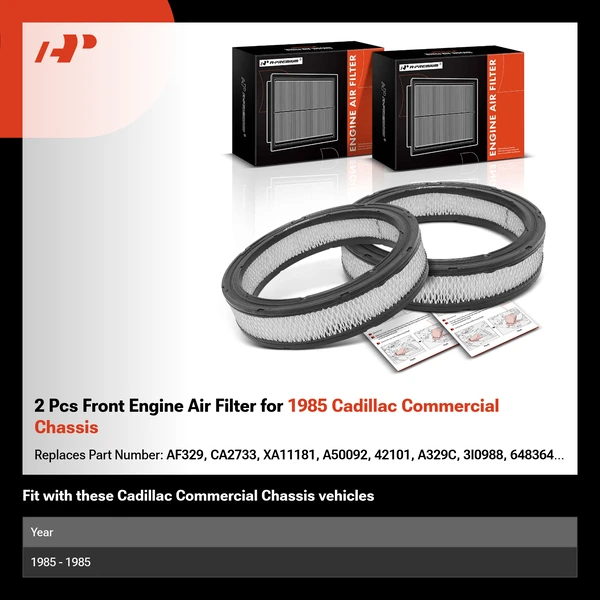 2 Pcs Front Engine Air Filter for 1985 Cadillac Commercial Chassis