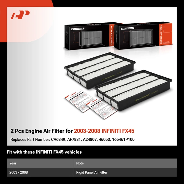 2 Pcs Engine Air Filter for 2003-2008 INFINITI FX45