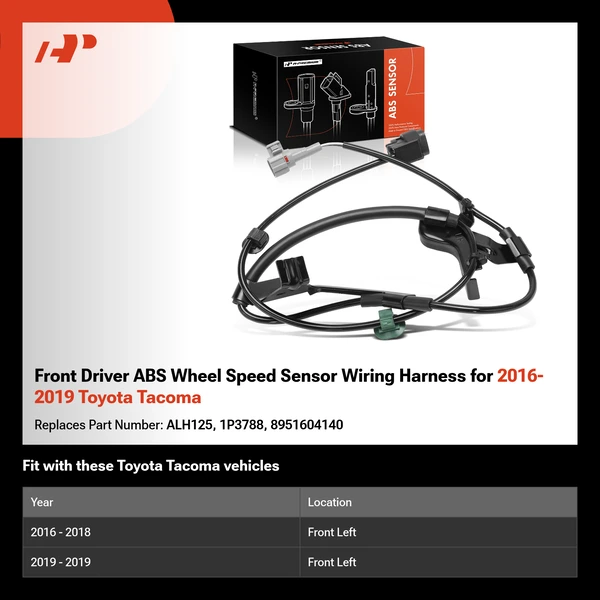 Front Driver ABS Wheel Speed Sensor Wiring Harness for 2016-2019 Toyota Tacoma