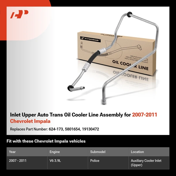 Inlet Upper Auto Trans Oil Cooler Line Assembly for 2007-2011 Chevrolet Impala