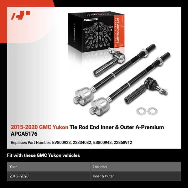 2015-2020 GMC Yukon Tie Rod End Inner & Outer A-Premium APCA5176