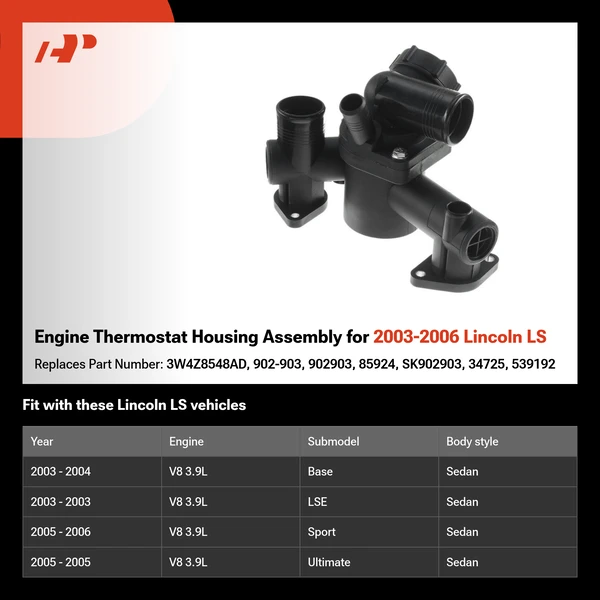 Engine Thermostat Housing Assembly for 2003-2006 Lincoln LS