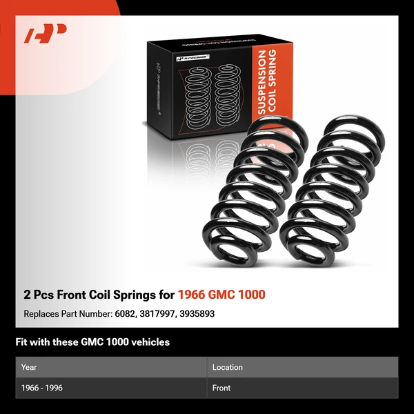 2 Pcs Front Coil Springs for 1966 GMC 1000