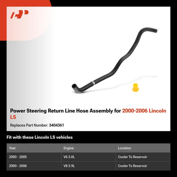 Power Steering Return Line Hose Assembly for 2000-2006 Lincoln LS