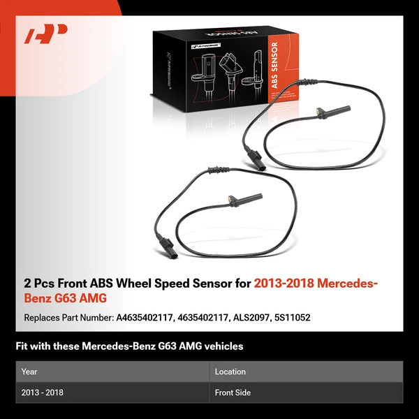 2 Pcs Front ABS Wheel Speed Sensor for 2013-2018 Mercedes-Benz G63 AMG