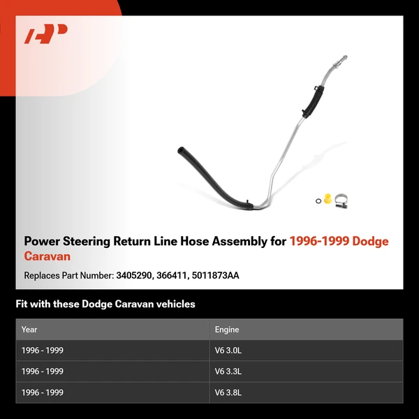 Power Steering Return Line Hose Assembly for 1996-1999 Dodge Caravan