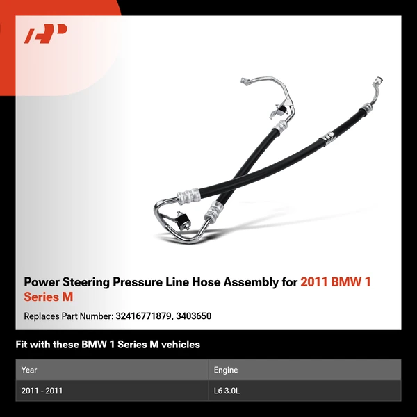 Power Steering Pressure Line Hose Assembly for 2011 BMW 1 Series M