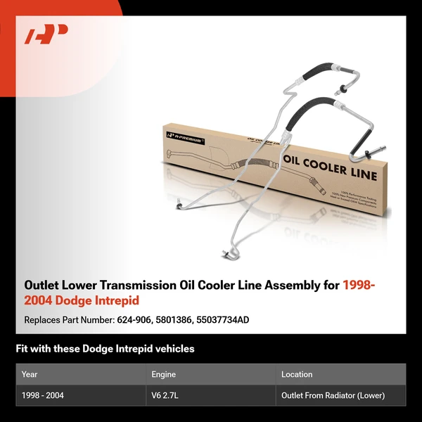Outlet Lower Transmission Oil Cooler Line Assembly for 1998-2004 Dodge Intrepid