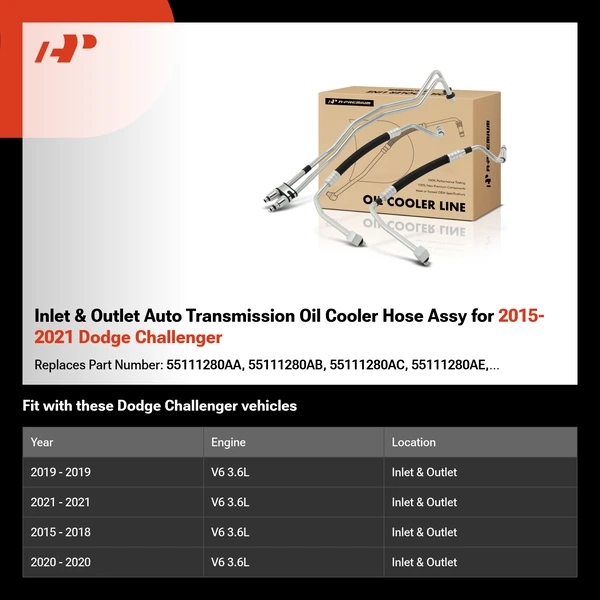 Inlet & Outlet Auto Transmission Oil Cooler Hose Assy for 2015-2021 Dodge Challenger