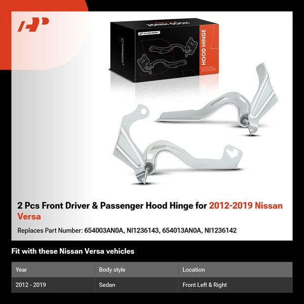 2 Pcs Front Driver & Passenger Hood Hinge for 2012-2019 Nissan Versa