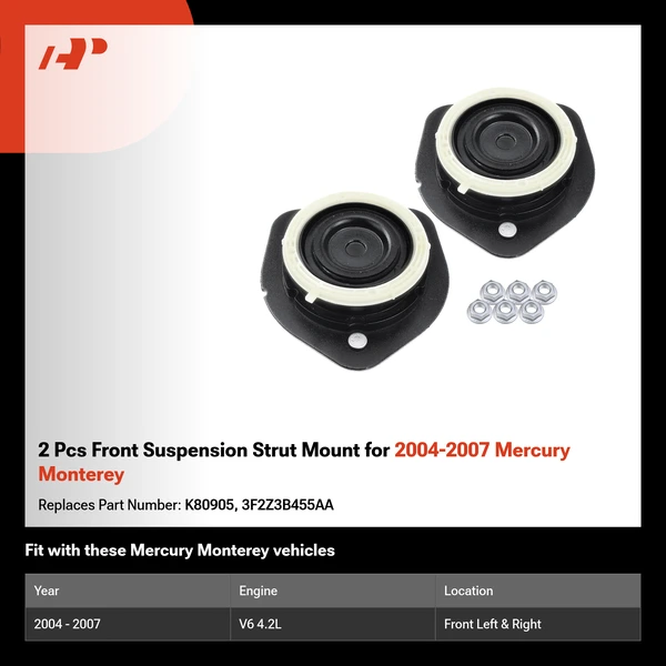 2 Pcs Front Suspension Strut Mount for 2004-2007 Mercury Monterey