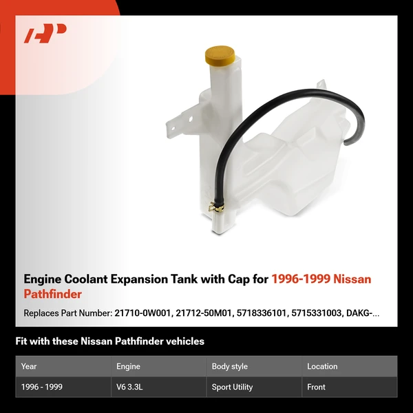 Engine Coolant Expansion Tank with Cap for 1996-1999 Nissan Pathfinder