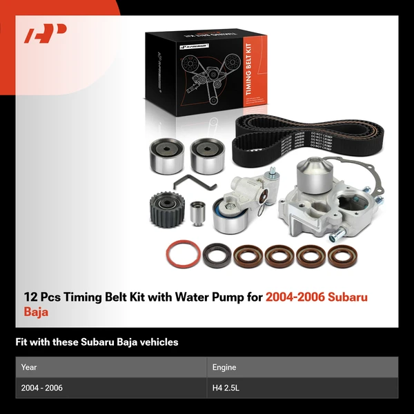 12 Pcs Timing Belt Kit with Water Pump for 2004-2006 Subaru Baja
