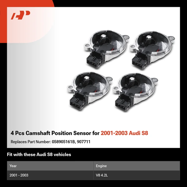 4 Pcs Camshaft Position Sensor for 2001-2003 Audi S8