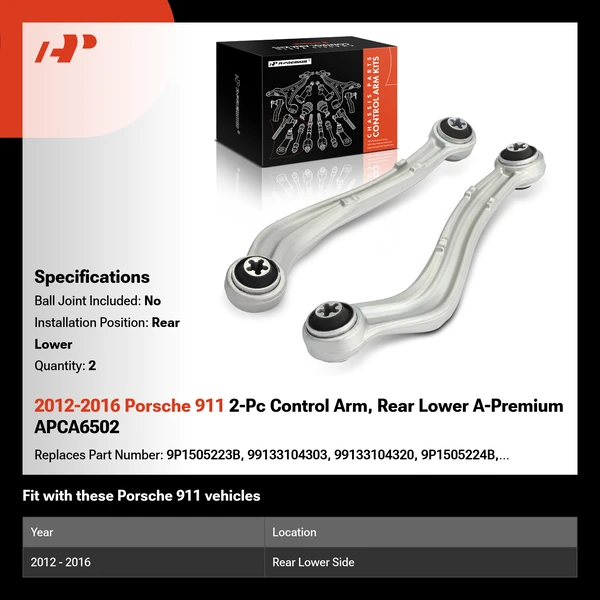 2012-2016 Porsche 911 2-Pc Control Arm, Rear Lower A-Premium APCA6502