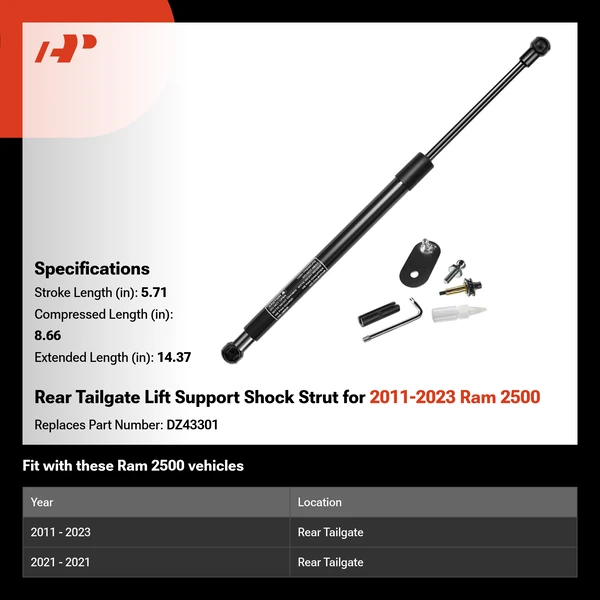 Rear Tailgate Lift Support Shock Strut for 2011-2023 Ram 2500