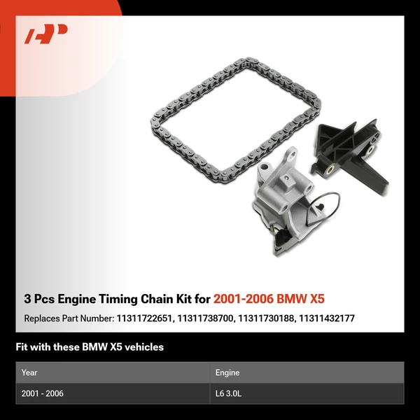3 Pcs Engine Timing Chain Kit for 2001-2006 BMW X5