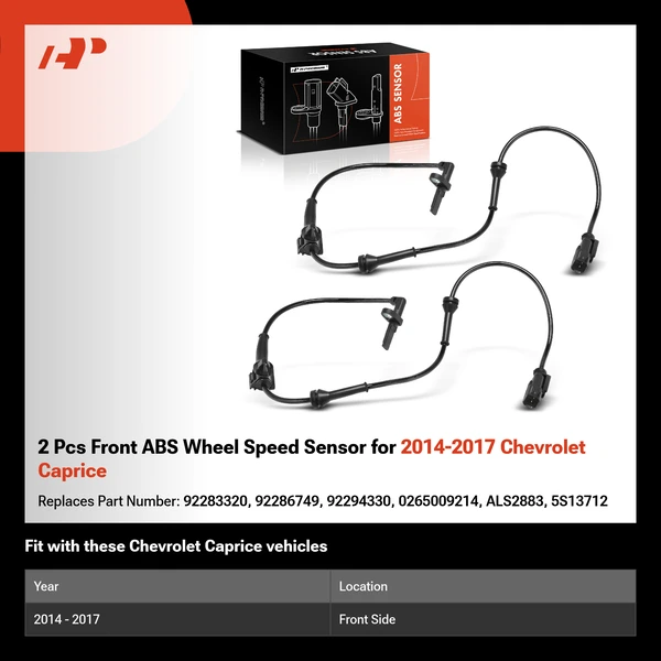 2 Pcs Front ABS Wheel Speed Sensor for 2014-2017 Chevrolet Caprice