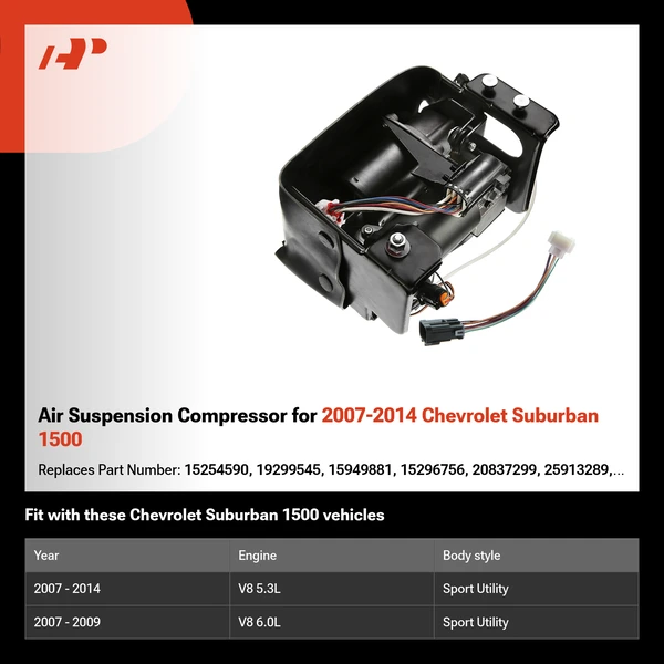 Air Suspension Compressor for 2007-2014 Chevrolet Suburban 1500
