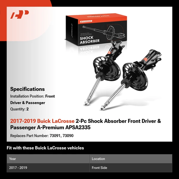2017-2019 Buick LaCrosse 2-Pc Shock Absorber Front Driver & Passenger A-Premium APSA2335