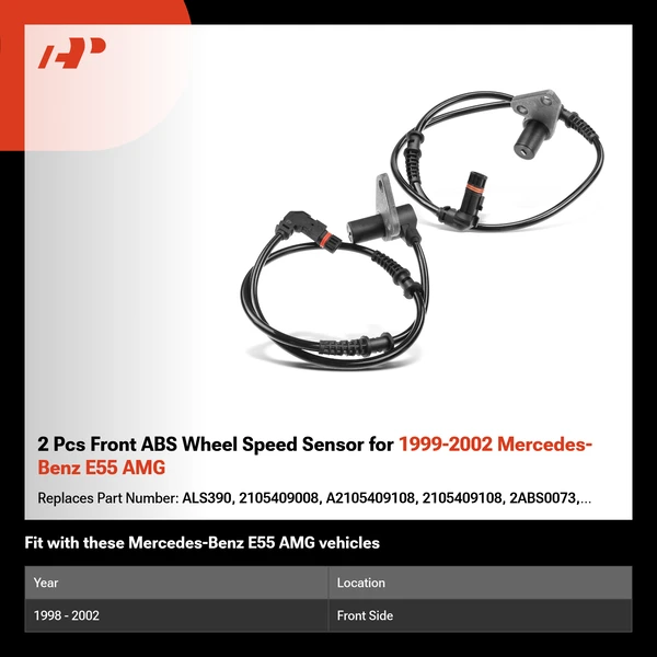 2 Pcs Front ABS Wheel Speed Sensor for 1999-2002 Mercedes-Benz E55 AMG