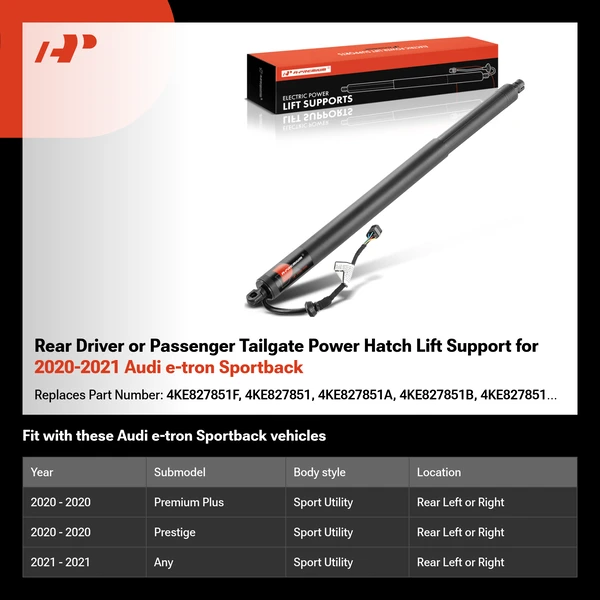 Rear Driver or Passenger Tailgate Power Hatch Lift Support for 2020-2021 Audi e-tron Sportback