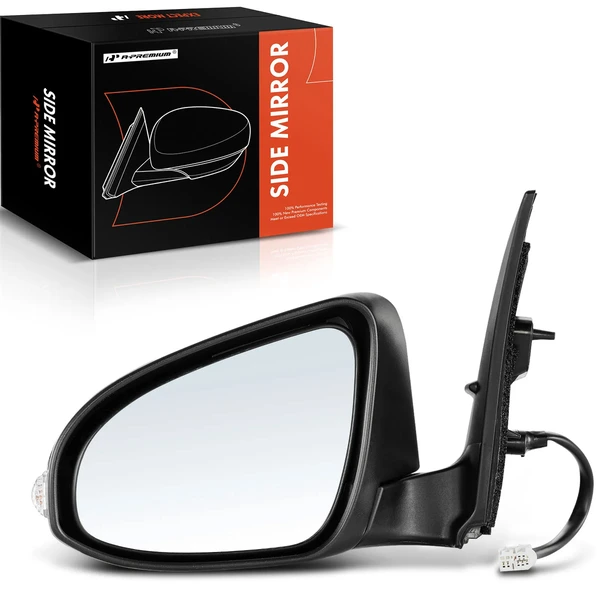 Left Driver Side Mirror, with Heating, Power Adjustment, Manual Folding, White + Black A-Premium APMI026