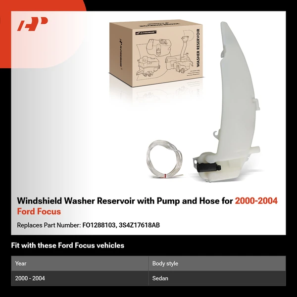 Windshield Washer Reservoir with Pump and Hose for 2000-2004 Ford Focus