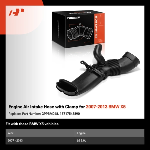 Engine Air Intake Hose with Clamp for 2007-2013 BMW X5