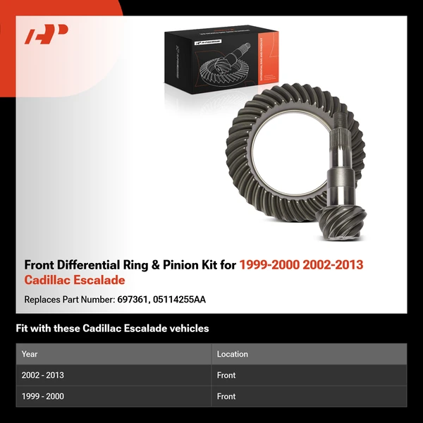 Front Differential Ring & Pinion Kit for 1999-2000 2002-2013 Cadillac Escalade