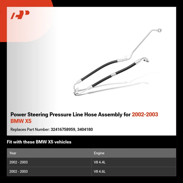 Power Steering Pressure Line Hose Assembly for 2002-2003 BMW X5