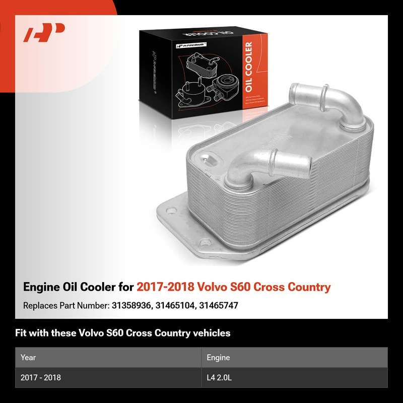 Engine Oil Cooler for 2017-2018 Volvo S60 Cross Country