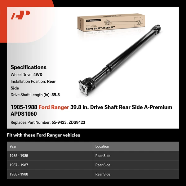 1985-1988 Ford Ranger 39.8 in. Drive Shaft Rear Side A-Premium APDS1060