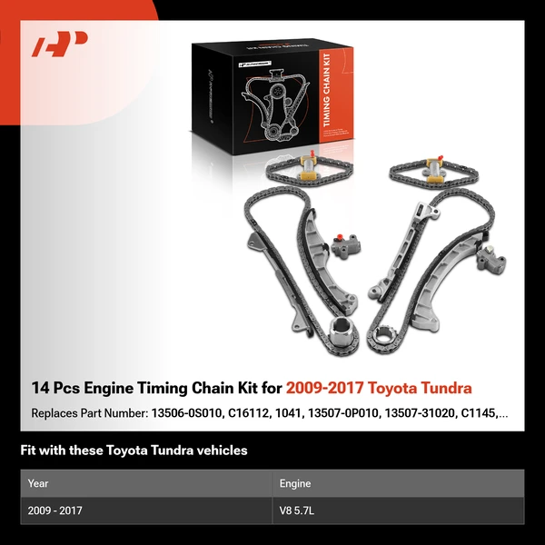 14 Pcs Engine Timing Chain Kit for 2009-2017 Toyota Tundra