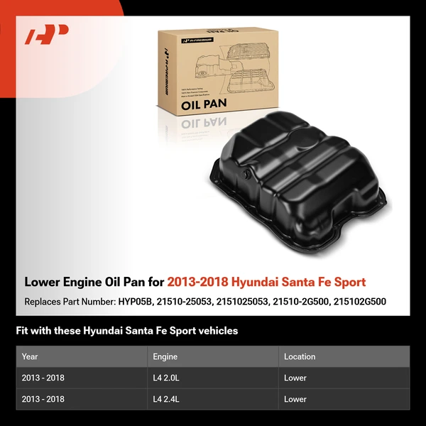 Lower Engine Oil Pan for 2013-2018 Hyundai Santa Fe Sport
