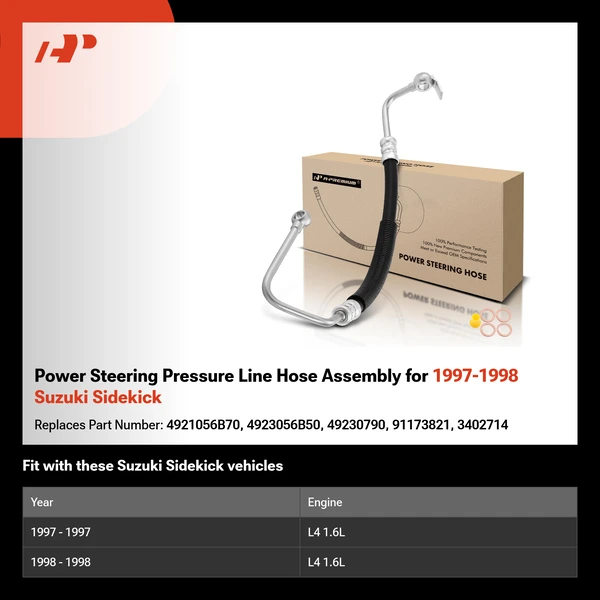 Power Steering Pressure Line Hose Assembly for 1997-1998 Suzuki Sidekick