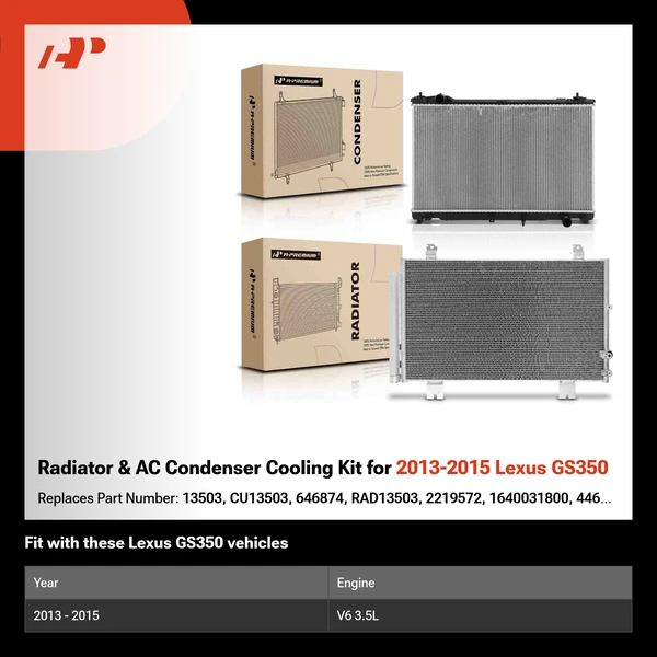 Radiator & AC Condenser Cooling Kit for 2013-2015 Lexus GS350