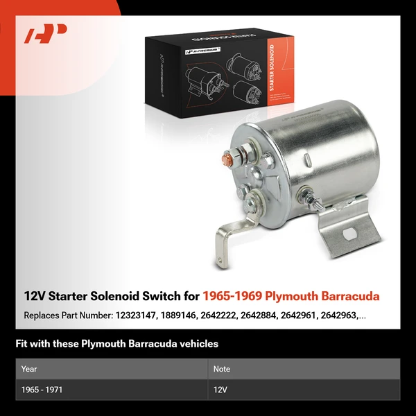 12V Starter Solenoid Switch for 1965-1969 Plymouth Barracuda