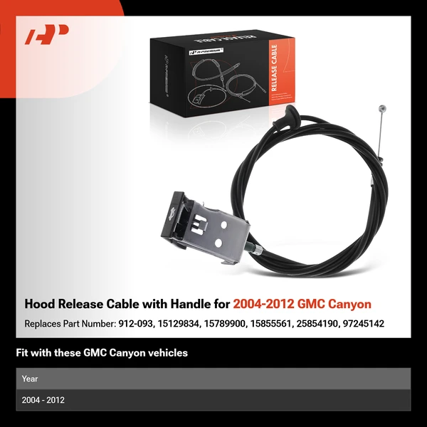 Hood Release Cable with Handle for 2004-2012 GMC Canyon