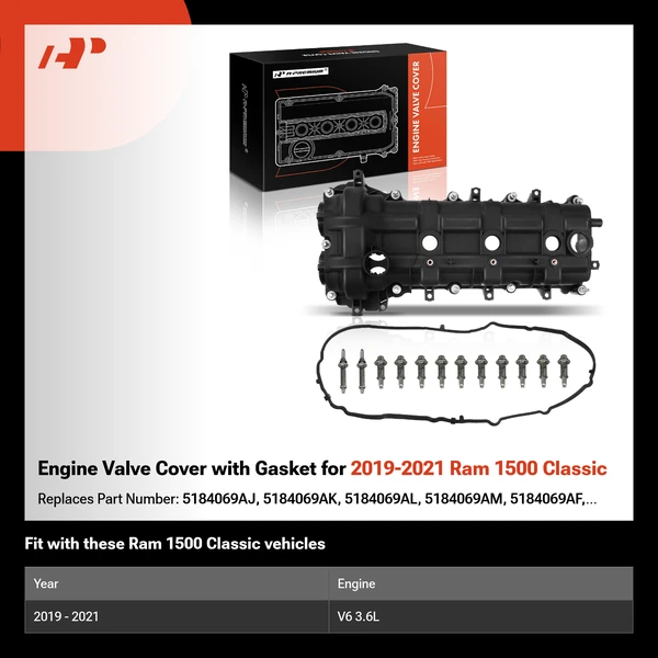 Engine Valve Cover with Gasket for 2019-2021 Ram 1500 Classic