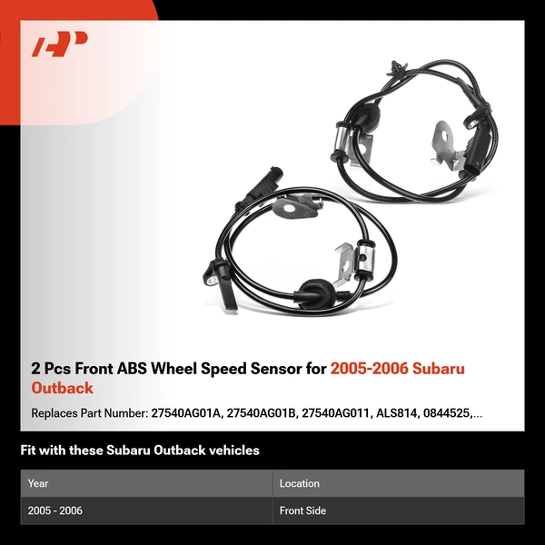 2 Pcs Front ABS Wheel Speed Sensor for 2005-2006 Subaru Outback