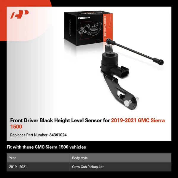 Front Driver Black Height Level Sensor for 2019-2021 GMC Sierra 1500