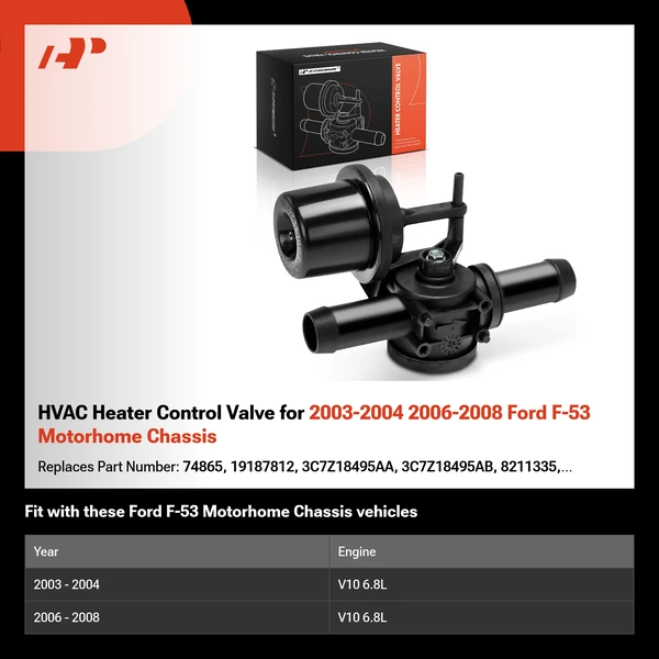 HVAC Heater Control Valve for 2003-2004 2006-2008 Ford F-53 Motorhome Chassis
